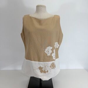 Sweet Life VTG Sleeveless Embroidery Floral Tank Size 12 Earthy Boho Cottagecore